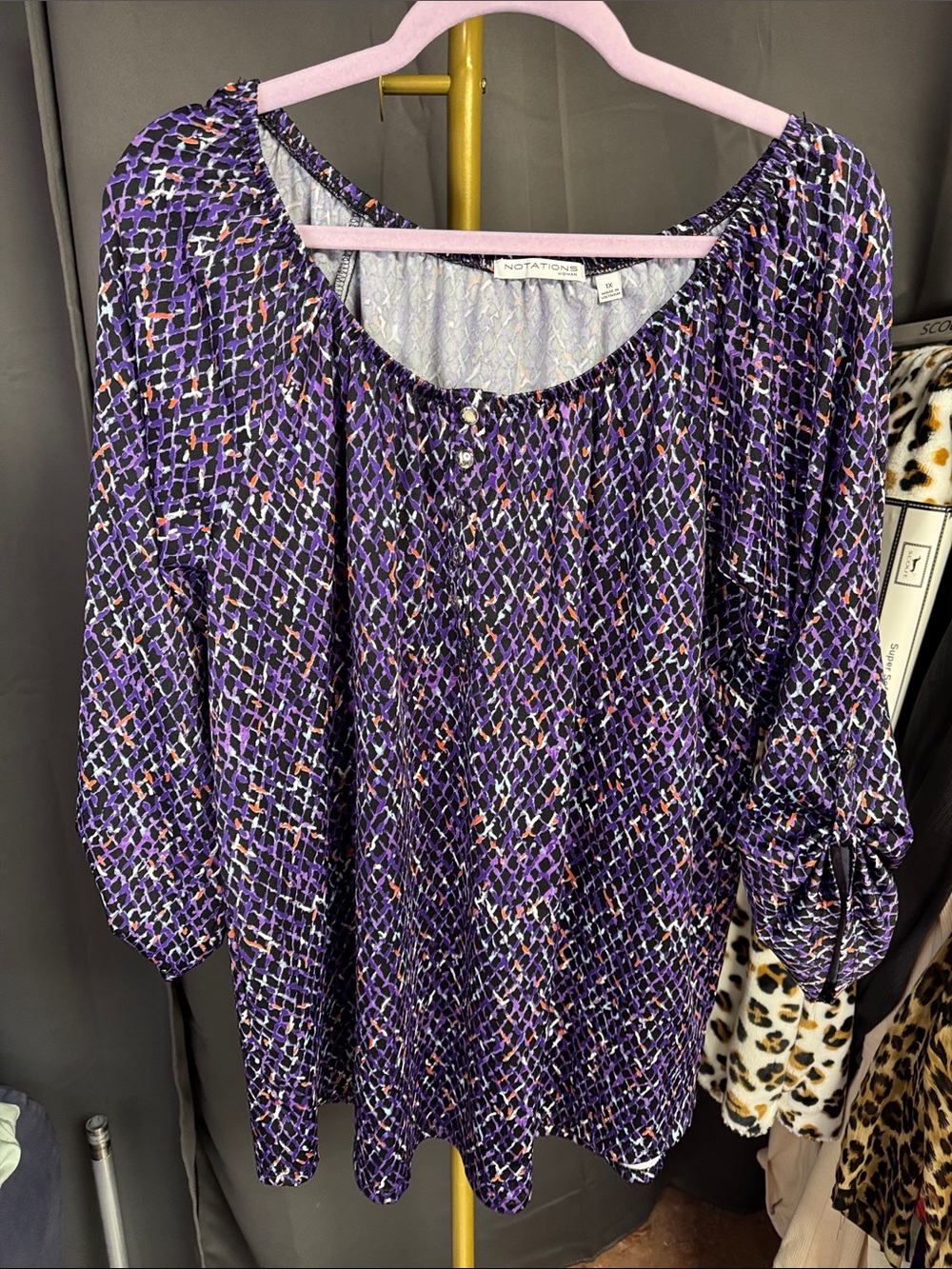 Notations Purple Print Scoop-Neck Tunic